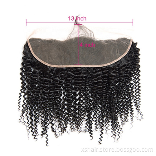 Hot sale factory kinky curly deep curly ear to ear closure frontal lace closure virgin human hair lace front